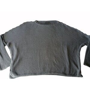 Wooden Ships Gray Cotton Blend Knit Sweater M L Dropped Sleeve Cropped Womens
